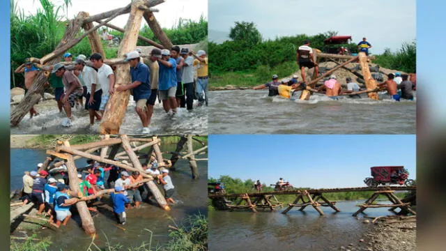 Pobladores de Sorronto construyeron un puente en el río Zaña en Lambayeque