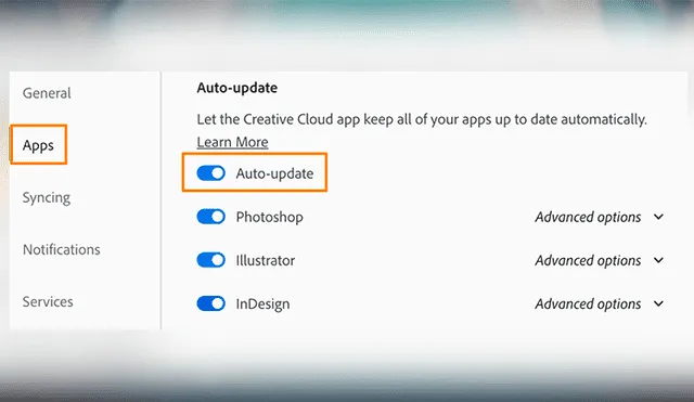 Puedes revisar las actualizaciones manualmente desde Creative Cloud.
