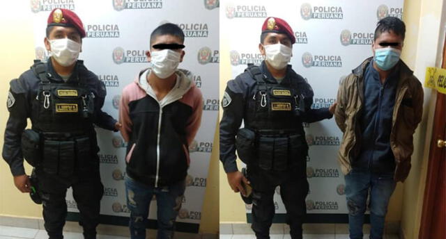 Los ladrones quedaron detenidos para ser investigados como autores del delito contra el patrimonio en la modalidad de hurto agravado. Foto: Policía Nacional del Perú.