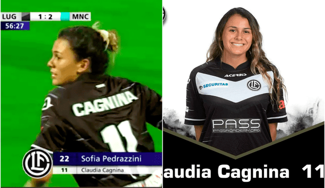 Claudia Cagnina se conviertió en la primera futbolista convocada en una selección peruana que juega en la Champions League Femenina. | Foto: @FFLugano_1976