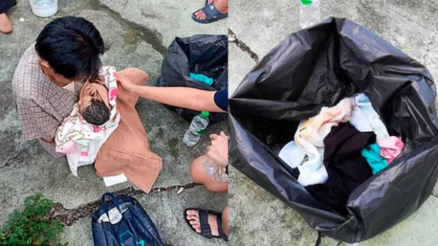 Bebé fue halaldo dentro de una bolsa de basura: Foto Composición.