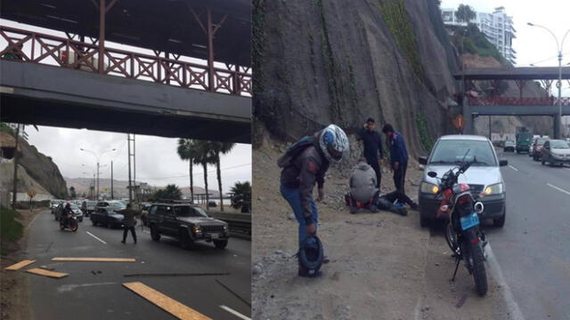 Costa Verde: parte del puente Bajada de Baños se desplomó y dejó a motociclista herido en Barranco 