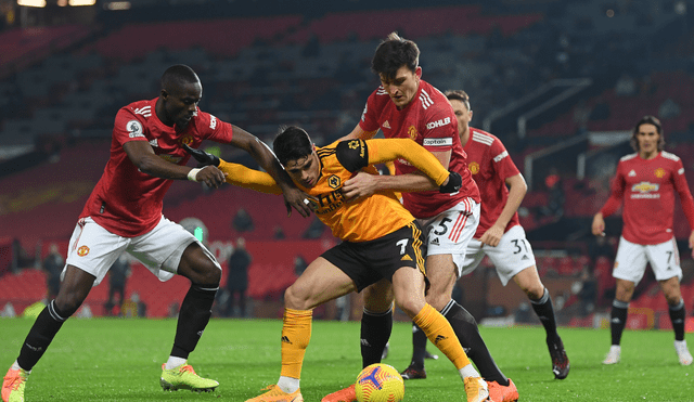 Manchester United ante Wolves por la Premier League. Foto: AFP