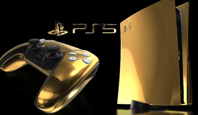 Desliza para ver cómo lucirá la PS5 en su versión bañada en oro. Foto: Truly Exquisite.