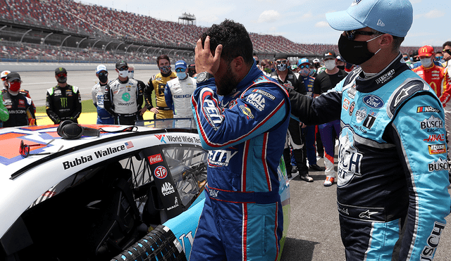 Bubba Wallace rompió en llanto con emotivo gesto de colegas tras sufrir acto de racismo previo a su participación en NASCAR. (FOTO: AFP).