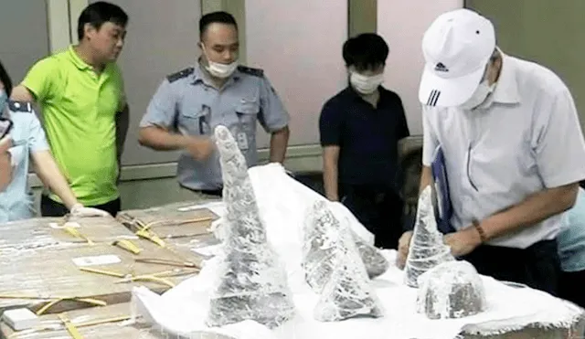 Descubren 125 kilos de cuernos de rinoceronte camuflados en esculturas