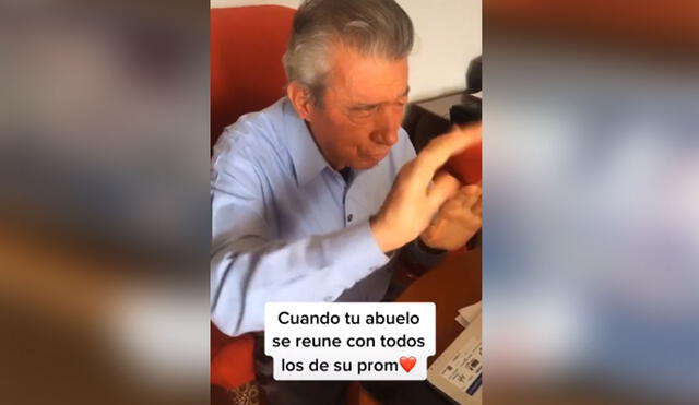 El adulto mayor se mostró bastante contento de reencontrarse con sus amigos de la infancia y entre todos recordaban curiosas anécdotas. Foto: captura de TikTok