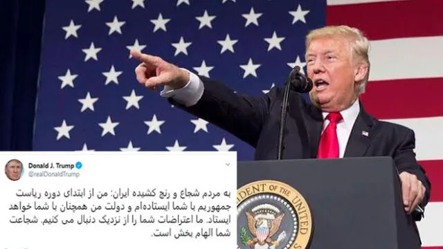 Donald Trump dedicó tuit en persa a favor de los iraníes. Foto: Composición
