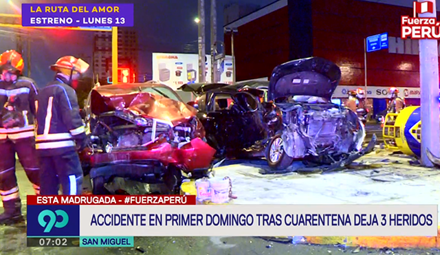 Los tres pasajeros de la van y el conductor de la camioneta guinda presentaron heridas en la cabeza y el cuerpo. (Foto: Captura Latina)