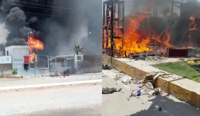 vándalos queman empresa Danper en Arequipa. Foto captura majes Reporteros.