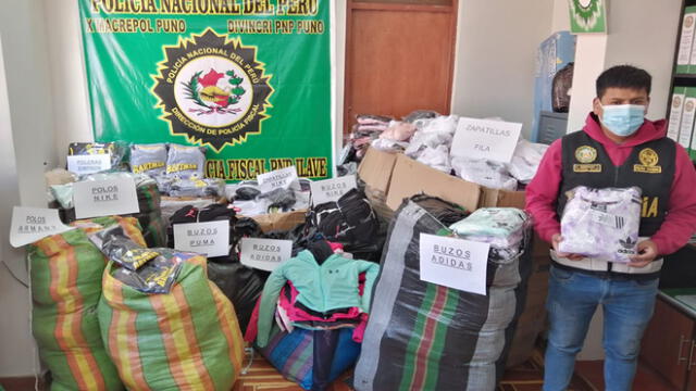 Policía incautó cantidad de contrabando en Puno. Foto: PNP