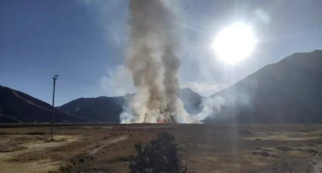 Incendio forestal arrasa con cinco hectáreas de pastizales en Cusco