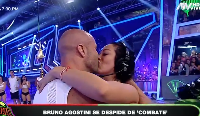 Combate: Bruno Agostini y Cathy Saénz sorprenden con beso en pleno programa [VIDEO]