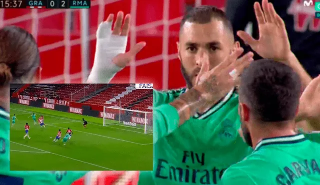 Gol de Karim Benzema para el Real Madrid por la Liga Santander. Foto: Captura Movistar+