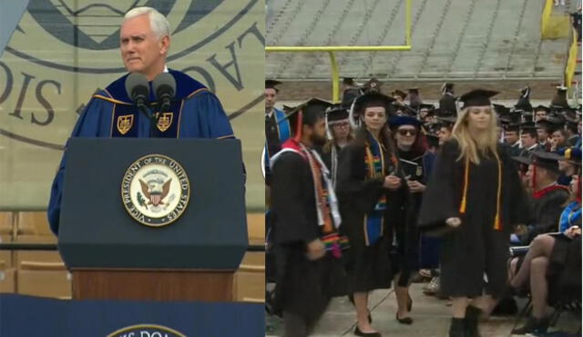 EE.UU: Estudiantes abandonan su propia graduación para protestar por discurso de Michael Pence [VIDEO]