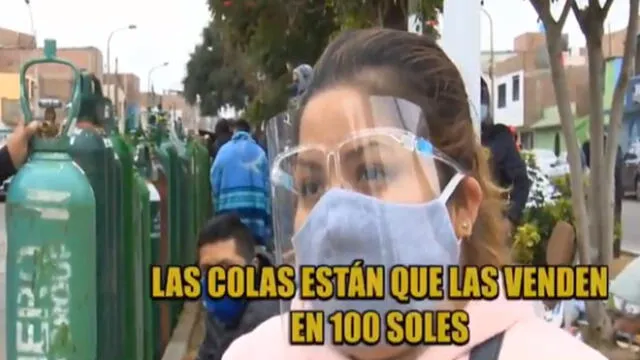 Mujer con familiares con COVID-19 cuenta lo difícil que es recargar los balones de oxígeno. (Foto: Captura de video / ATV Noticias)