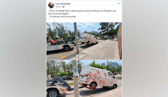 Desliza la imagen de Facebook para ver el momento exacto en que una grúa de la Municipalidad de San Isidro llevó a una camioneta de Rosatel al depósito. (Foto: Luis Santolalla)