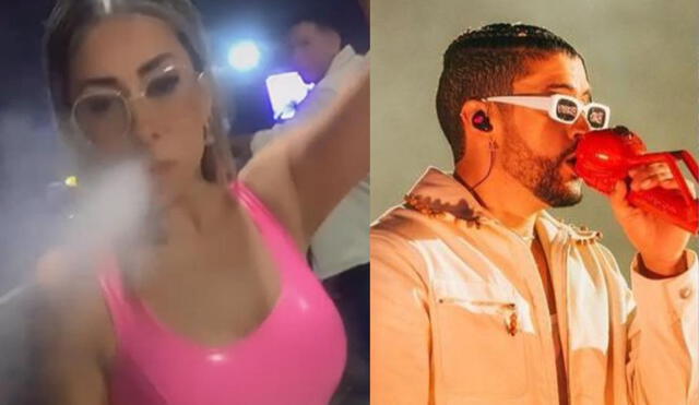 Claudia Díaz se divirtió en el concierto de Bad Bunny desde uno de los palcos del Estadio Nacional. Foto: Composición La República/Claudia Diaz/Bad Bunny/Instagram