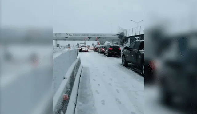 Caída de nieve en carretera hacia La Rumorosa, México