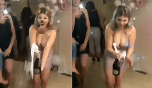Facebook viral: cumpleañera protagoniza terrible blooper al celebrar su fiesta con champagne [VIDEO]