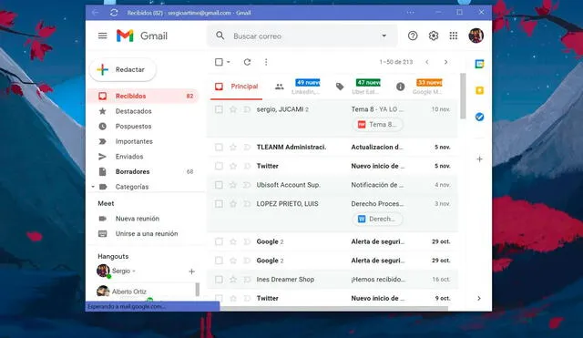 Aunque Outlook tiene su propia aplicación con más opciones para revisar nuestro correo electrónico, Gmail también puede ejecutarse independientemente. Foto: Microsofters