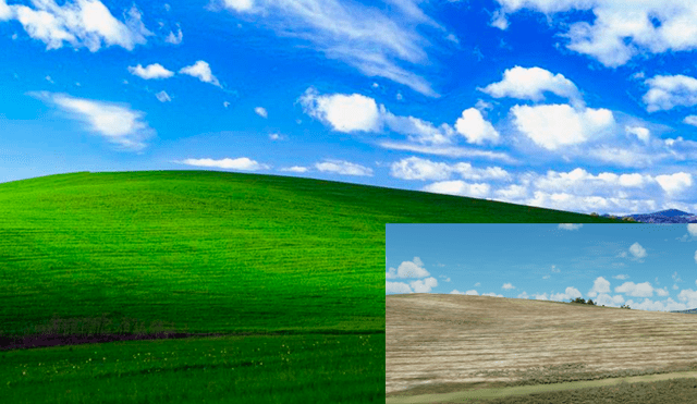 Encuentran len Microsoft Flight Simulator la pradera que se convirtió en el fondo de pantalla de Windows XP. Foto: composición La República.