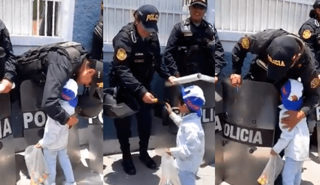 Facebook: niño regala golosinas a policías para que sigan luchando contra la delincuencia [VIDEO]