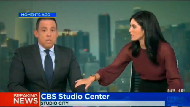 Los conductores de CBS fueron sorprendidos por el fuerte sismo. Captura de video/Twitter.