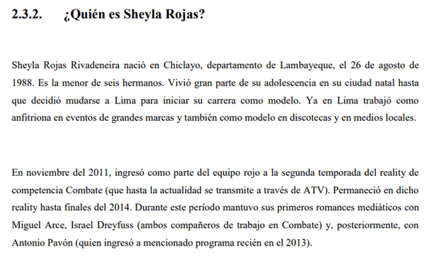 Vía Facebook: Peruana que elaboró tesis sobre Sheyla Rojas y Antonio Pavón revela por qué lo hizo [FOTOS]