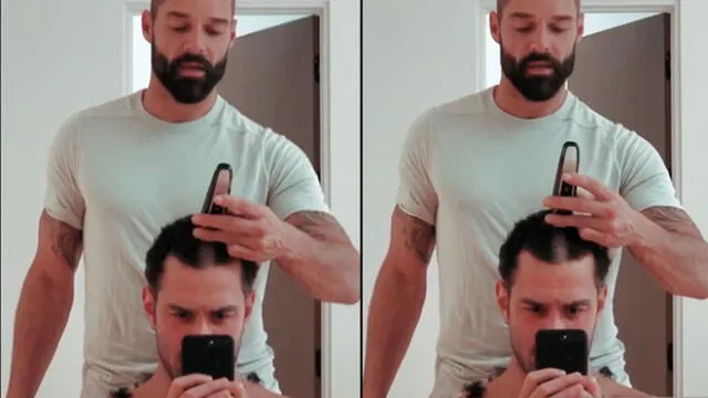 Ricky Martin se convierte en peluquero de su pareja. Foto: Instagram