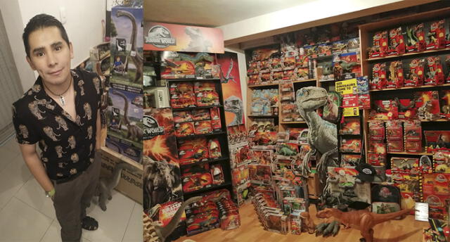 César Canales tiene su colección en un ambiente de su casa. Fotos: Facebook.