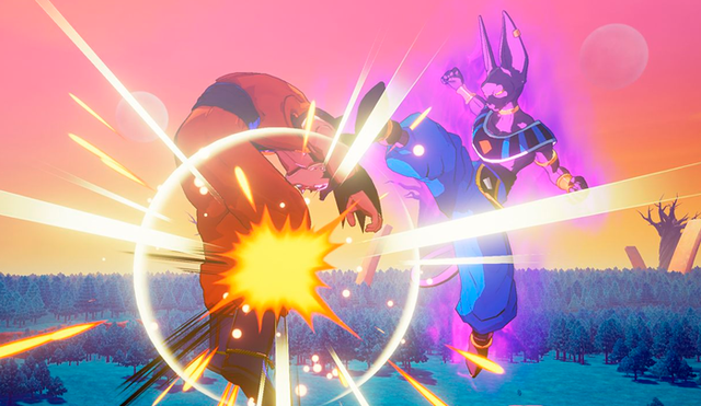 Beerus vs Goku en Dragon Ball Z Kakarot.