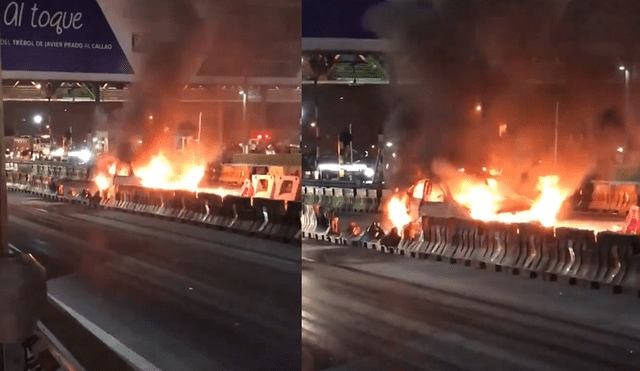 Auto se incendió en peaje de autopista Ramiro Prialé