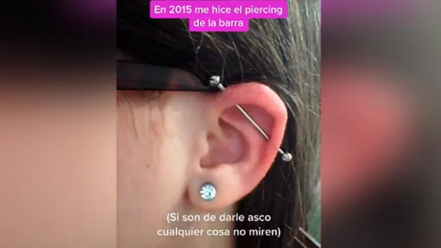 Desliza las imágenes para ver lo que pasó con esta joven y el piercing que se hizo en la oreja. Foto: Luna Fernández/TikTok