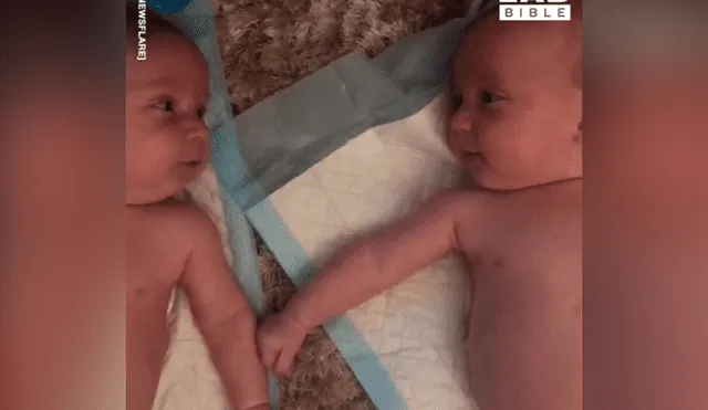 Desliza las imágenes para ver la tierna reacción que tuvieron estos bebés gemelos al conocerse por primera vez. Foto: Captura/LADBible.