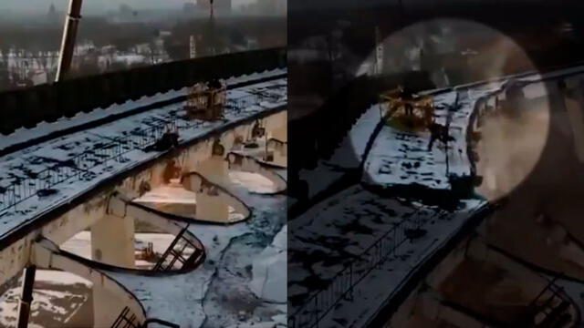 Derrumbe de un complejo deportivo en San Petersbugo, Rusia. Foto: Captura