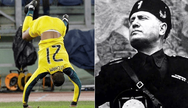 Olivier Ntcham, delantero francés del Celtic, festejó su gol ante la Lazio recordando cómo murió el líder fascista Mussolini.