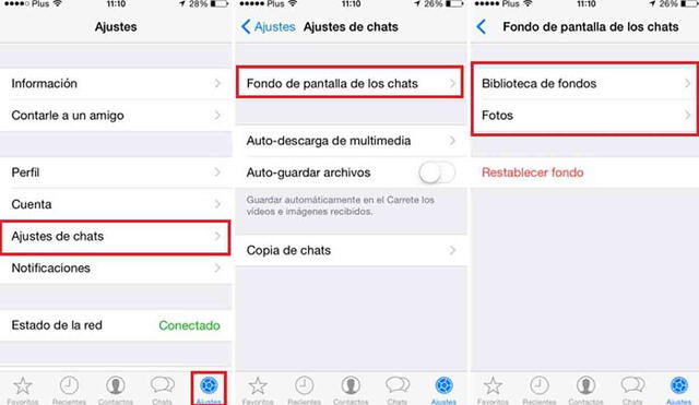 Poner fondo en tu chat de WhatsApp en un iPhone. (Fotos: Trecebits)