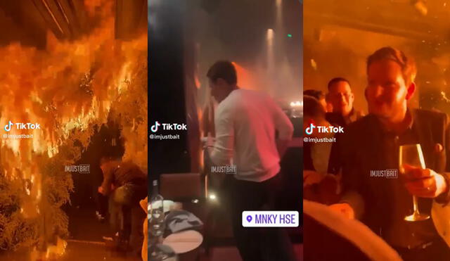 Las imágenes del incendio fueron captadas por los mismos asistes del restaurante. Foto: captura @imjustbait/Tiktok