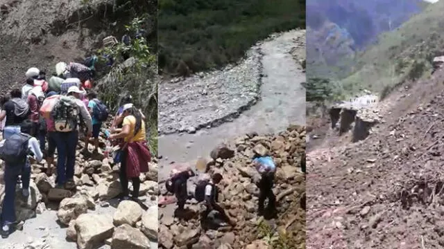 Cusco: Pasajeros arriesgan su vida para cruzar carretera arrasada por río Araza [VIDEO]