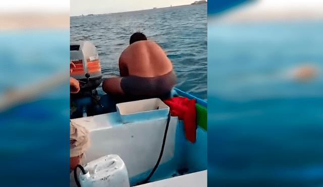 Hombres navegaban en alta mar a bordo de una lancha cuando se percataron de la desesperante situación del cachorro