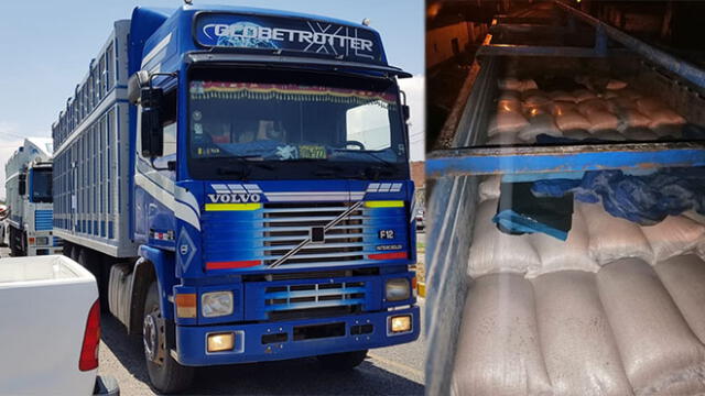 La Policía intervino a los dos camiones luego de 12 horas de patrullaje en las carreteras de Tacna.