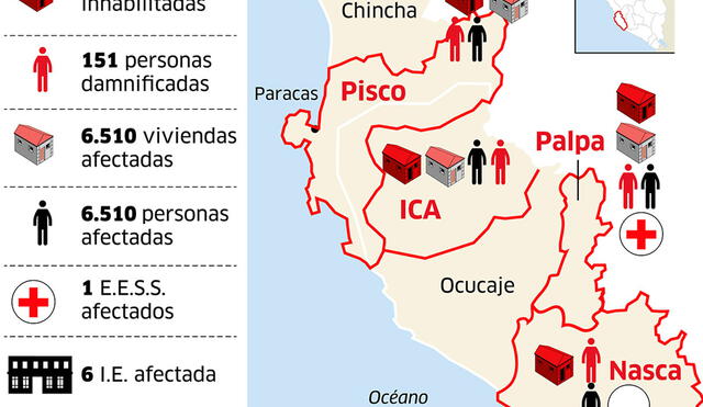 Zonas afectadas en Ica