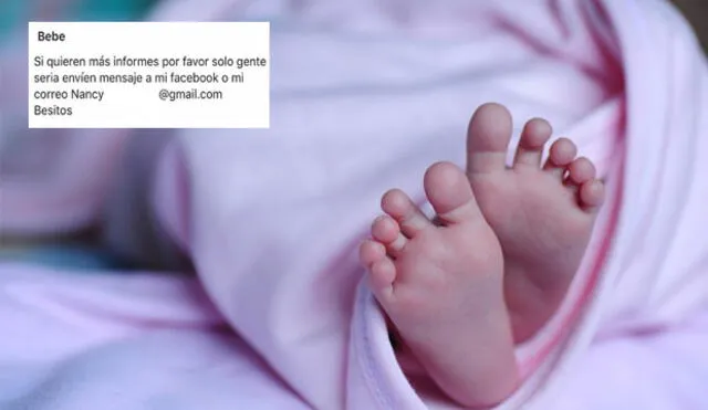 Indignación en Facebook por mujer que pone en venta a su nieto [FOTO]