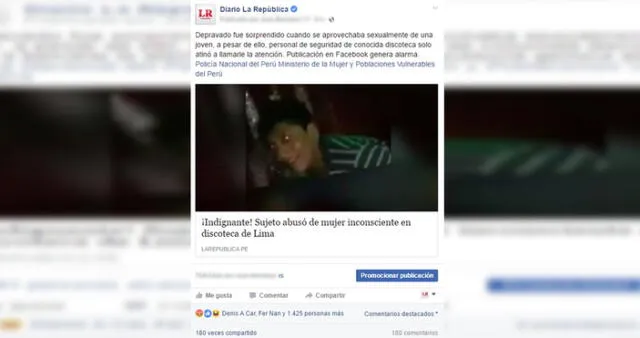 Facebook: indigna comentarios que responsabilizan a mujer abusada en discoteca