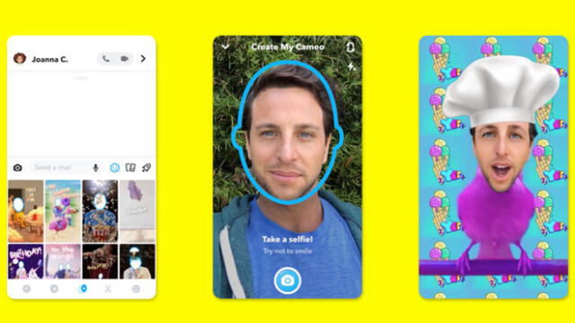 La nueva función de Snapchat son los Cameos.
