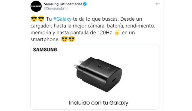Mensaje de Samsung. Foto: Captura de Twitter