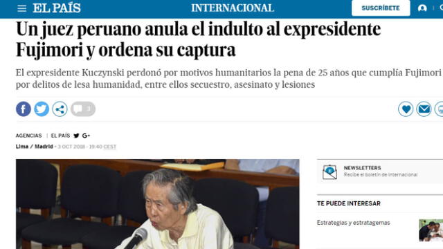 Alberto Fujimori: Así informó la prensa internacional sobre anulación del indulto
