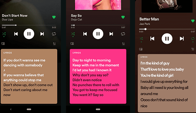 Las letras aparecerán en la ventana de reproducción de Spotify.