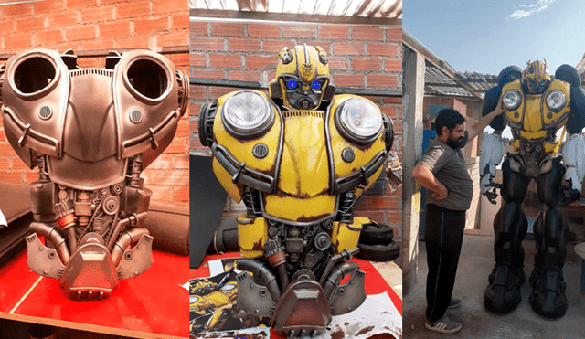 Facebook viral: peruano hace cosplay ‘hiperrealista’ de Bumblebee y sorprende a fans de Transformers. Foto: Rene Loayza/Alter Ego